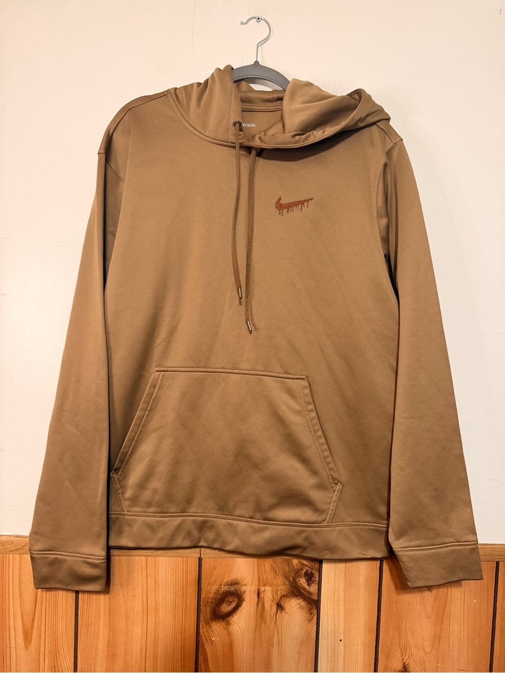 Sport-Tek Men's Taupe Brown Pullover Hoodie with Subtle Chest Logo